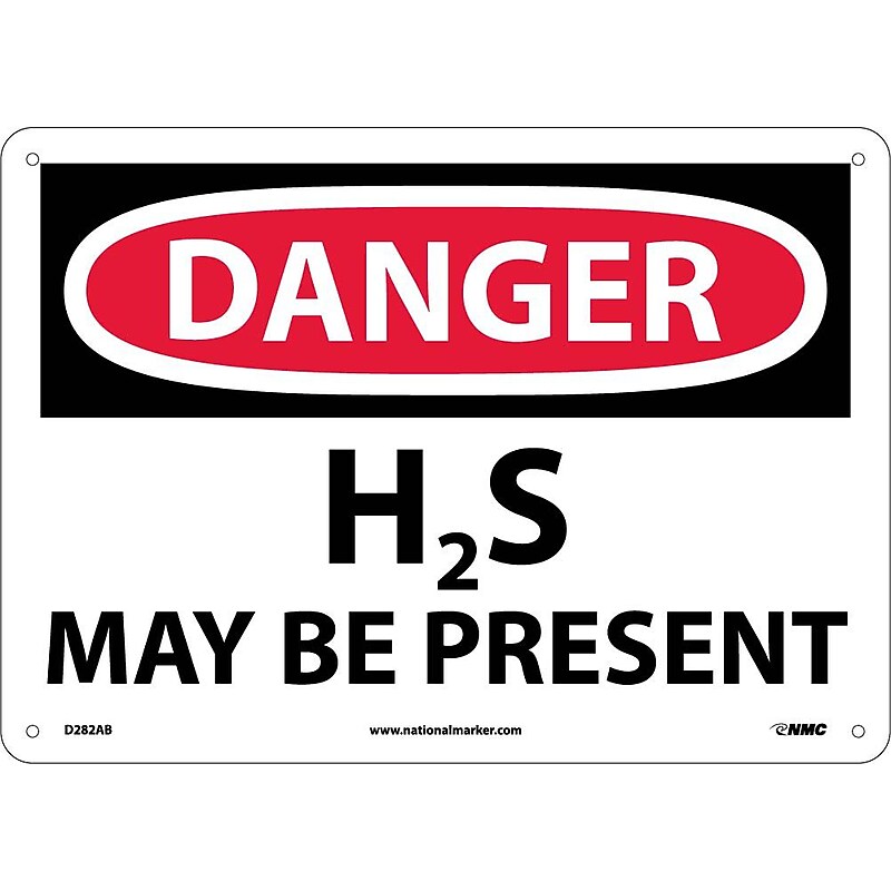 H2S May Be Present, 10x14 .040 Aluminum, Danger Sign image 1