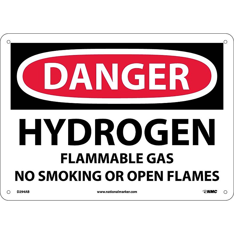 Hydrogen Flammable Gas No Smoking Or Open. . ., 10X14, .040 Aluminum, Danger Sign image 1