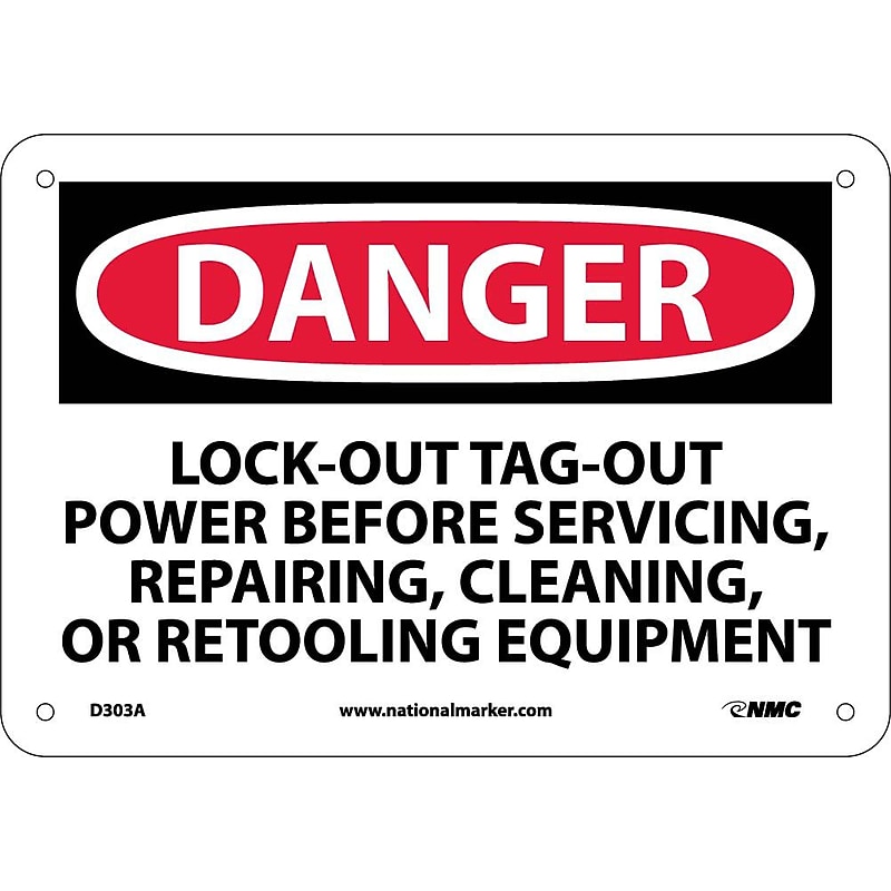 Danger Signs; Lockout/Tagout Power Before Servicing, Repairing, Cleaning Or Retooling Equip., 7X10 image 1
