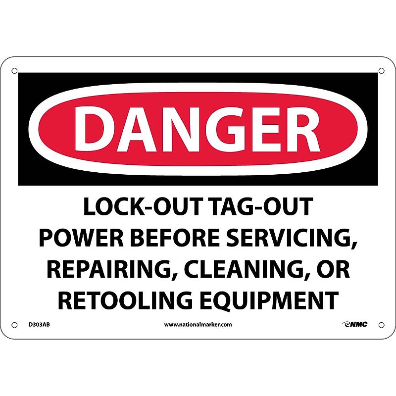 Lockout Tagout Power Before Servicing. . ., 10X14, .040 Aluminum, Danger Sign image 1