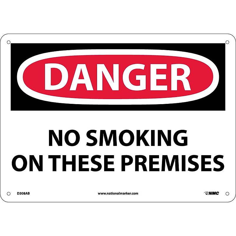 No Smoking On These Premises, 10X14, .040 Aluminum, Danger Sign image 1