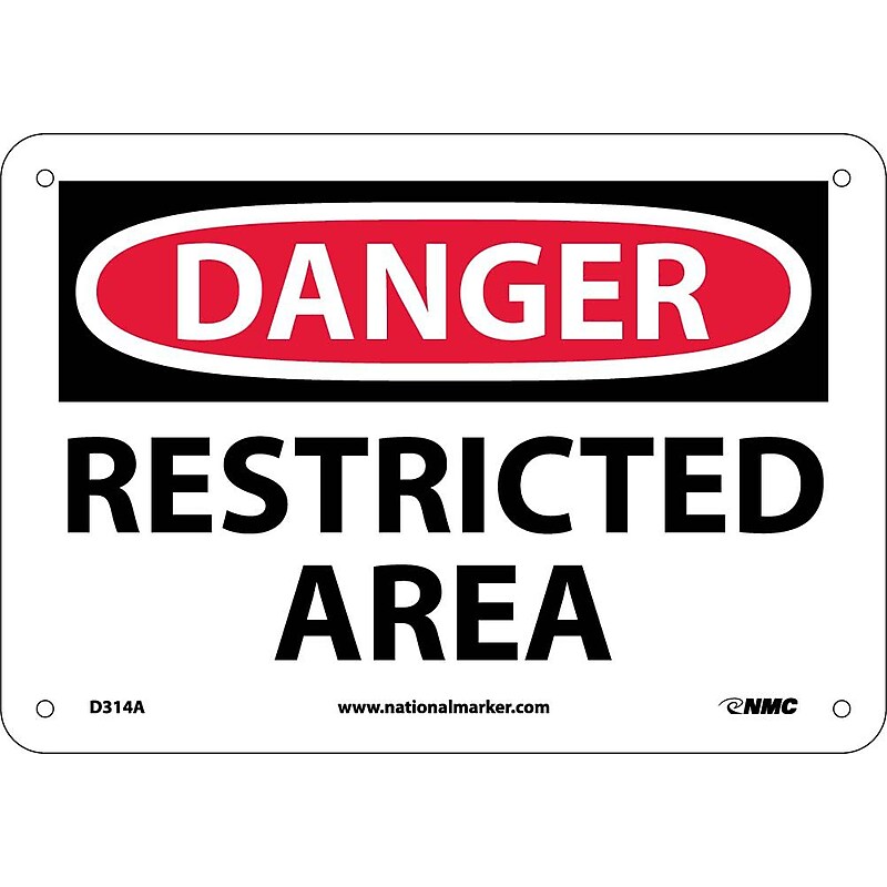Restricted Area, 7X10, .040 Aluminum, Danger Sign image 1