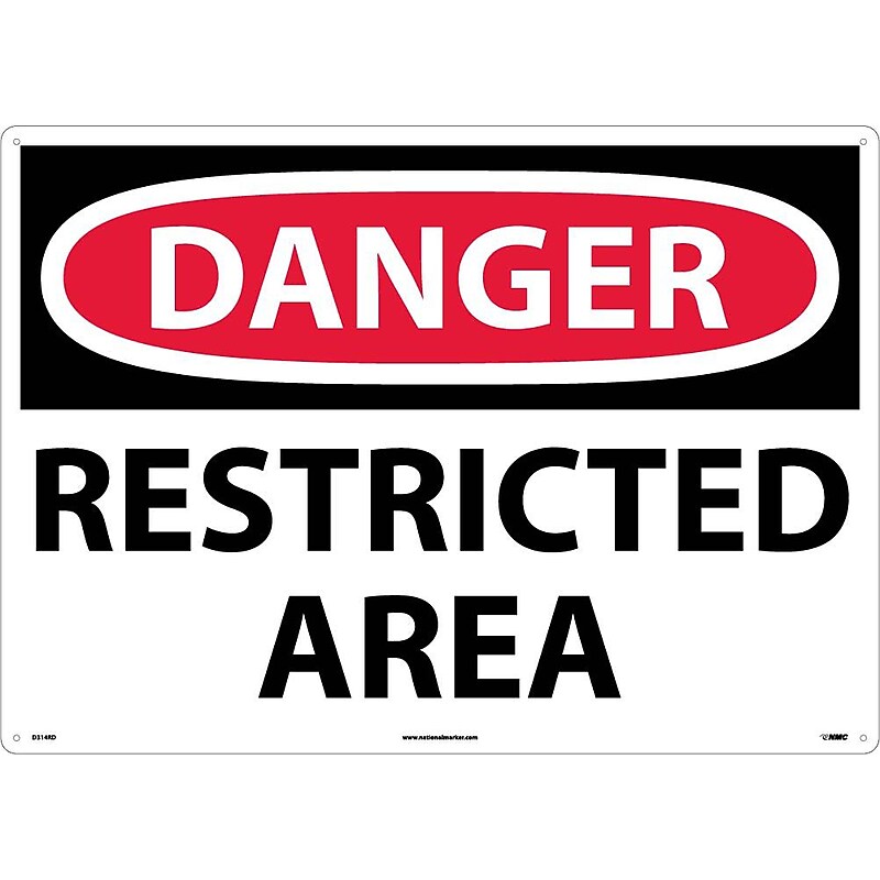 Danger Signs; Restricted Area, 20X28, Rigid Plastic image 1