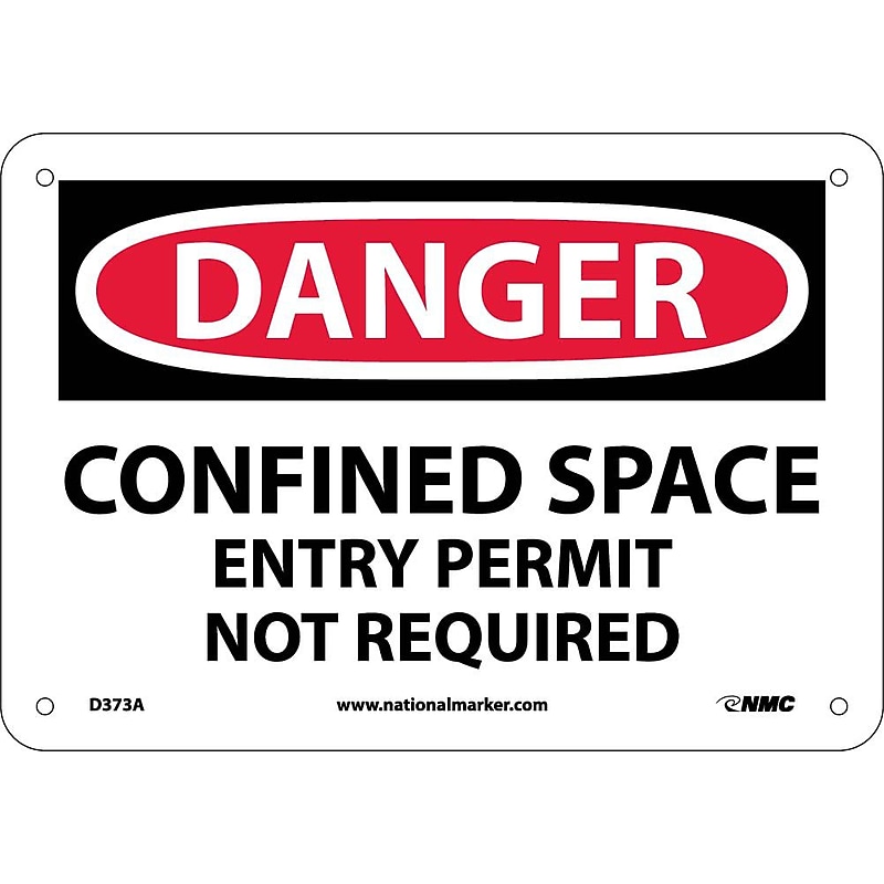 Confined Space Permit Not Required, 7X10, .040 Aluminum, Danger Sign image 1