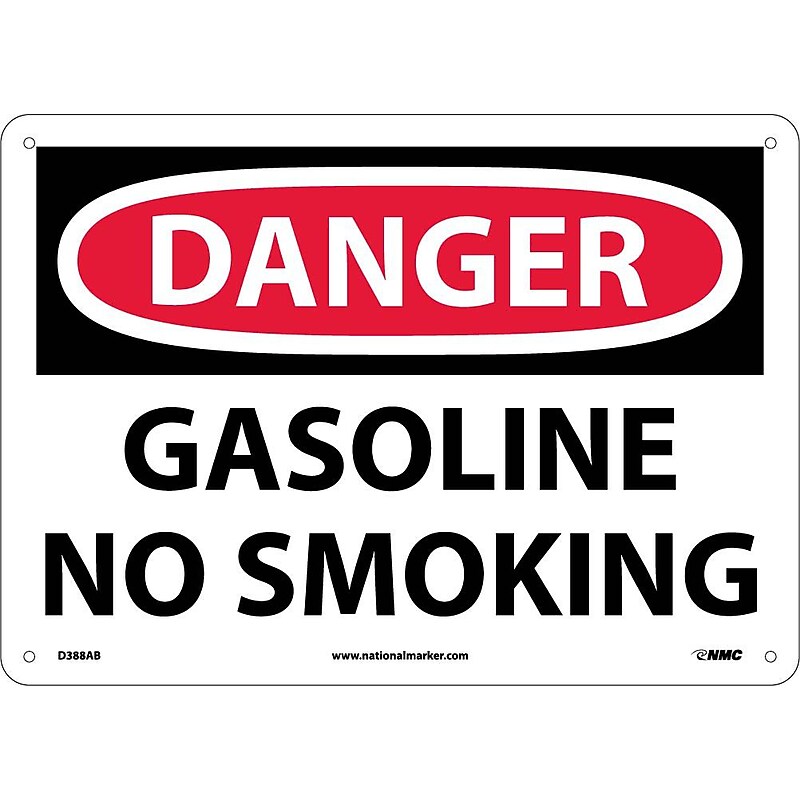Gasoline No Smoking, 10X14, .040 Aluminum, Danger Sign image 1