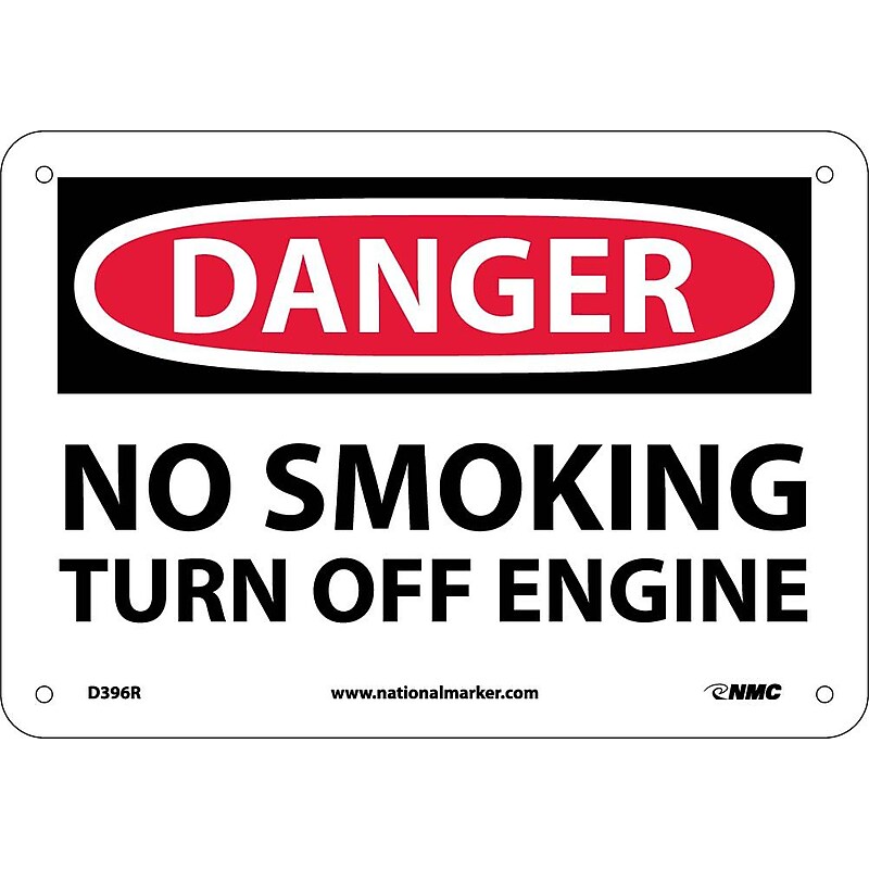 Danger Signs; No Smoking Turn Off Engine, 7X10, Rigid Plastic image 1