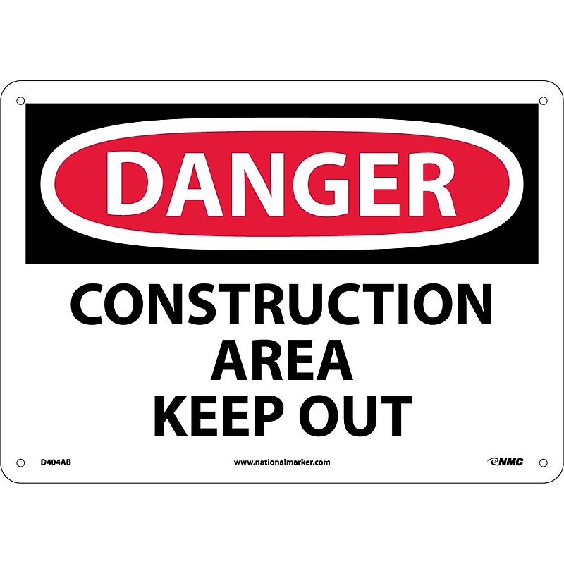 Danger, Construction Area Keep Out, 10X14, .040 Aluminum, Danger Sign image 1