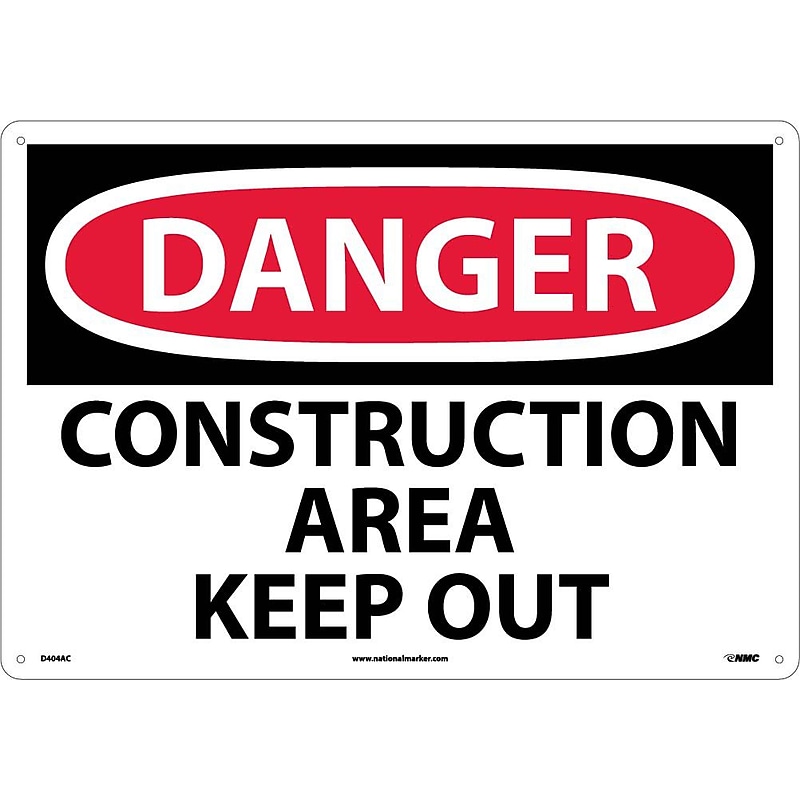 Construction Area Keep Out, 14X20, .040 Aluminum, Danger Sign image 1