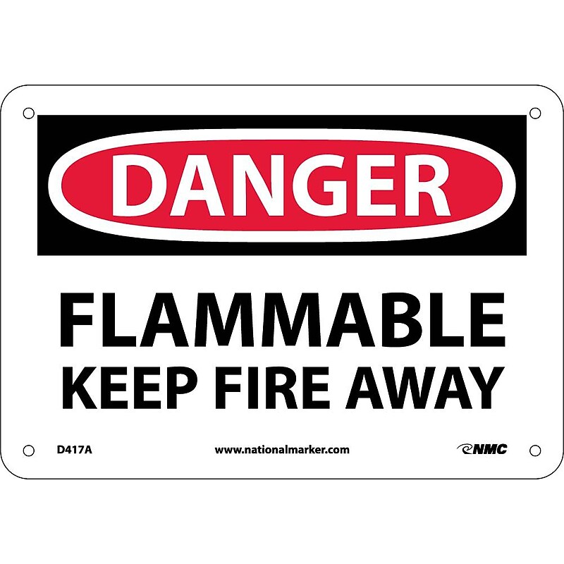 Flammable Keep Fire Away, 7X10, .040 Aluminum, Danger Sign image 1
