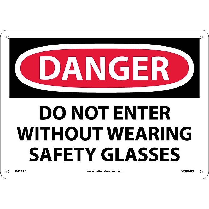 Do Not Enter Without Wearing Safety. . ., 10X14, .040 Aluminum, Danger Sign image 1