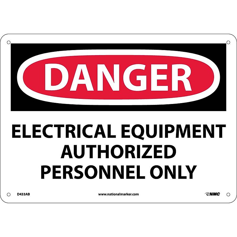 Danger Signs; Electrical Equipment Authorized Personnel. . ., 10X14, .040 Aluminum image 1