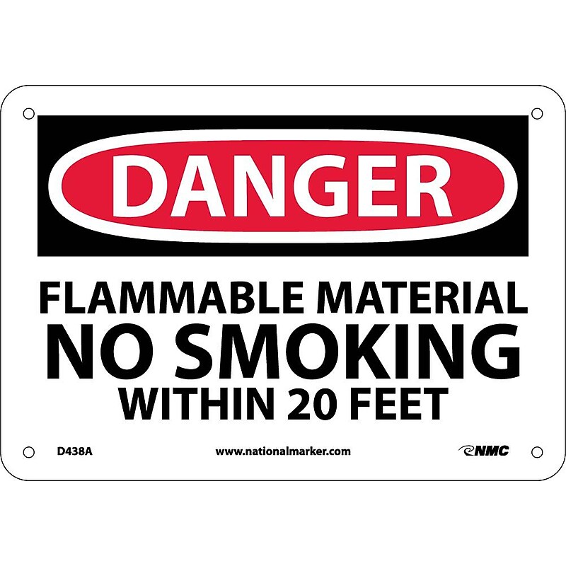 Danger Signs; Flammable Material No Smoking Within 20 Feet, 7X10, .040 Aluminum image 1