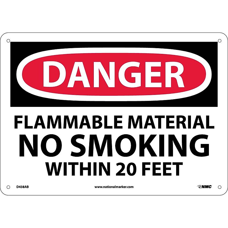 Danger Signs; Flammable Material No Smoking Within., 10X14, .040 Aluminum image 1