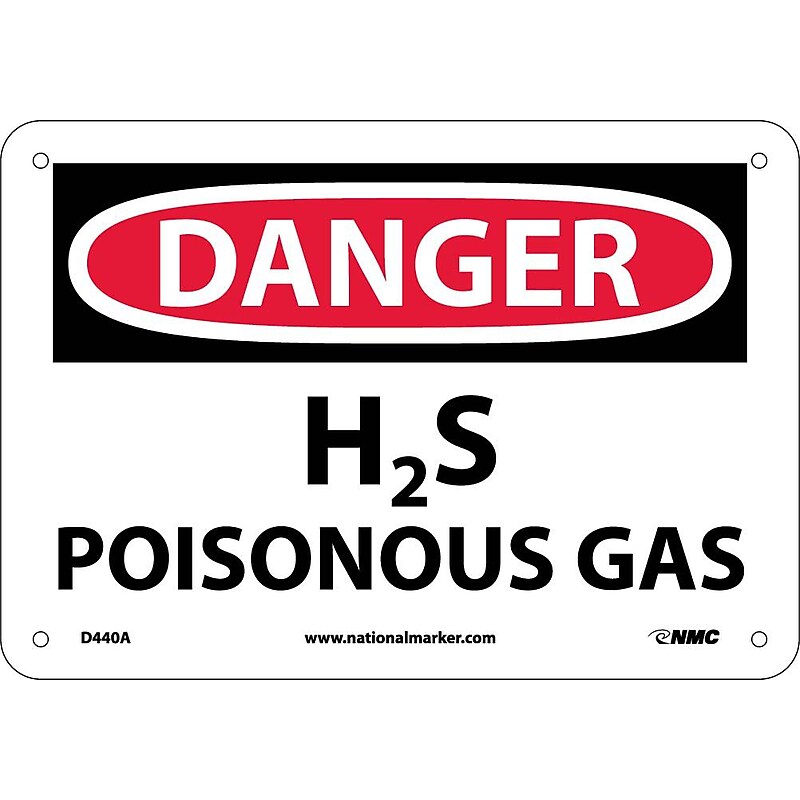 H2S Poisonous Gas, 7X10, .040 Aluminum, Danger Sign image 1