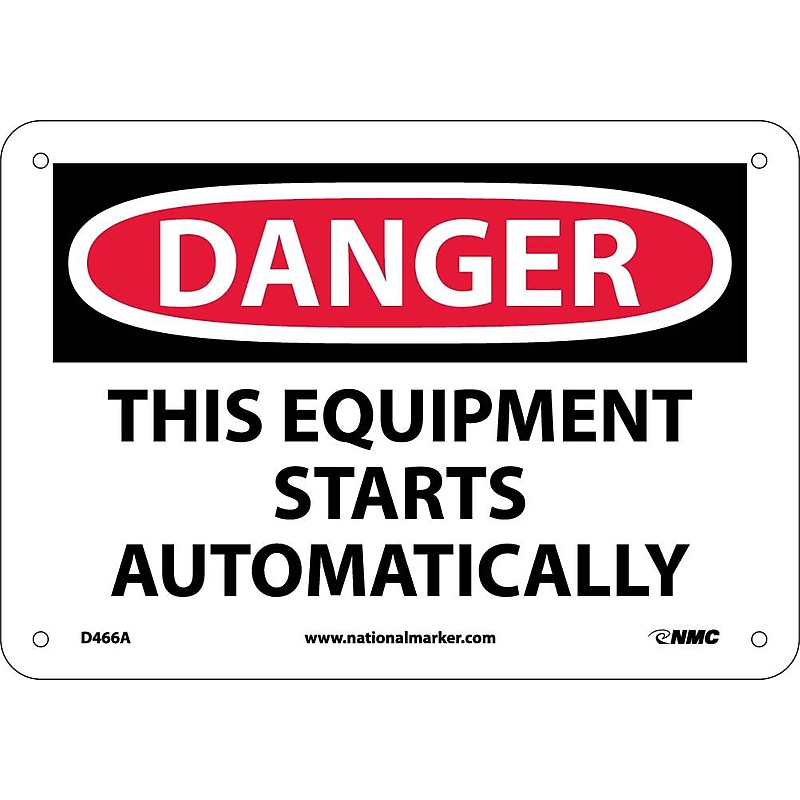 Danger Signs; This Equipment Starts Automatically, 7X10, .040 Aluminum image 1