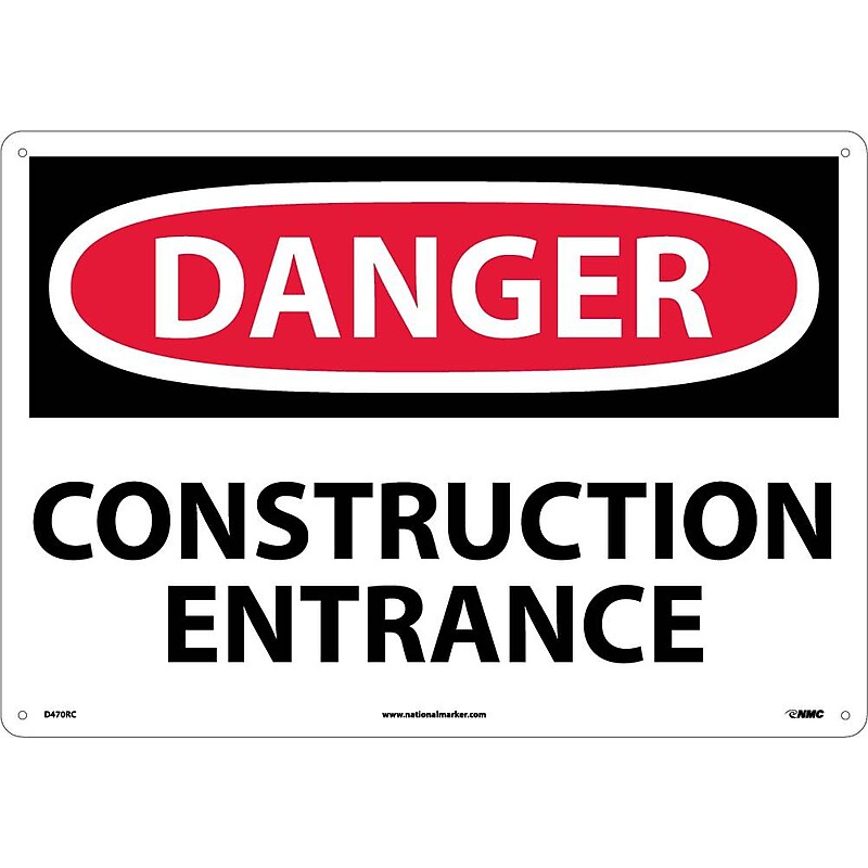 Construction Entrance, 14X20, Rigid Plastic, Danger Sign image 1