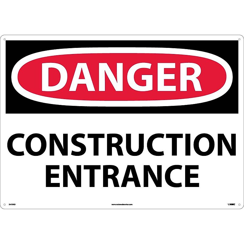 Danger Signs; Construction Entrance, 20X28, Rigid Plastic image 1