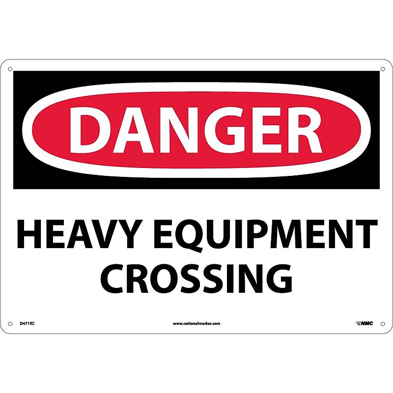 Danger Signs; Heavy Equipment Crossing, 14X20, Rigid Plastic image 1