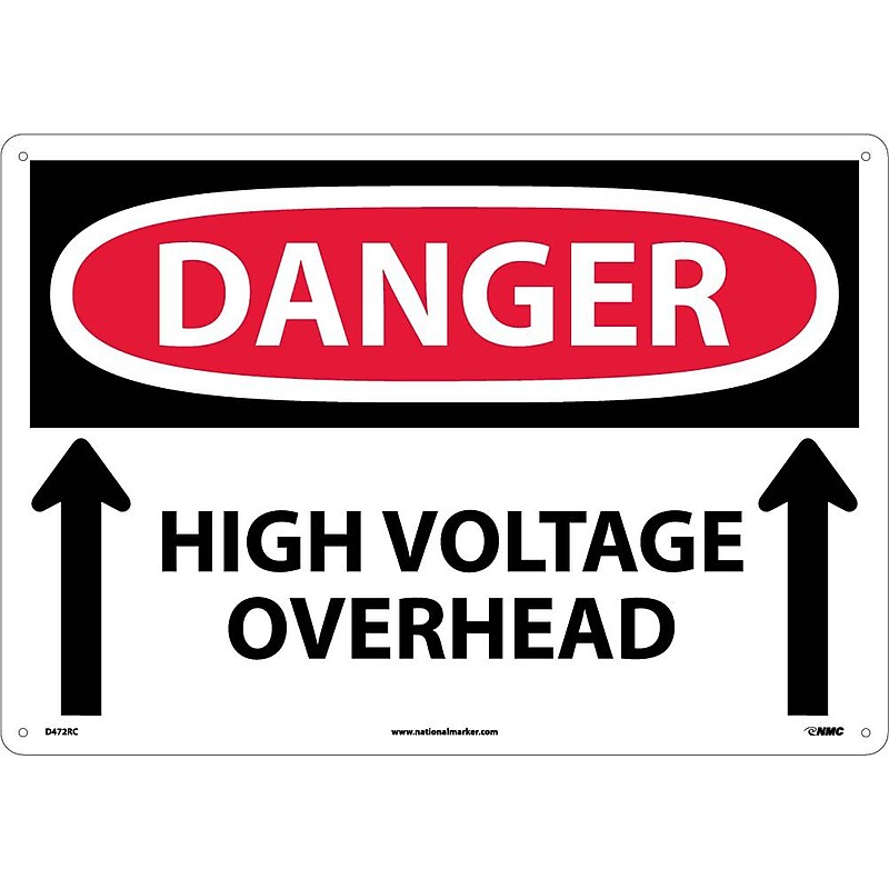 High Voltage Overhead (Up Arrows), 14X20, Rigid Plastic, Danger Sign image 1