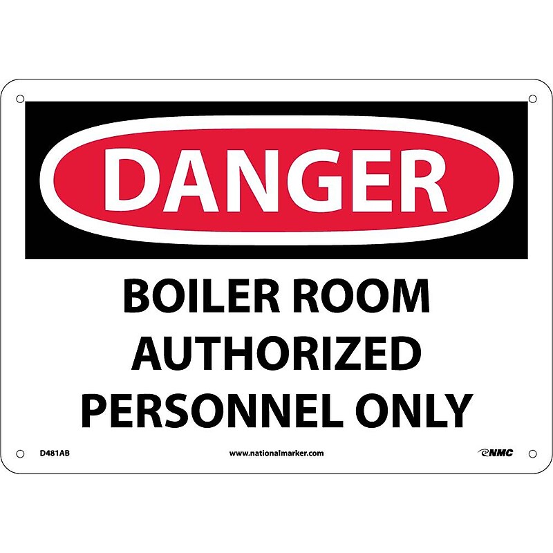 Boiler Room Authorized Personnel Only, 10X14, .040 Aluminum, Danger Sign image 1