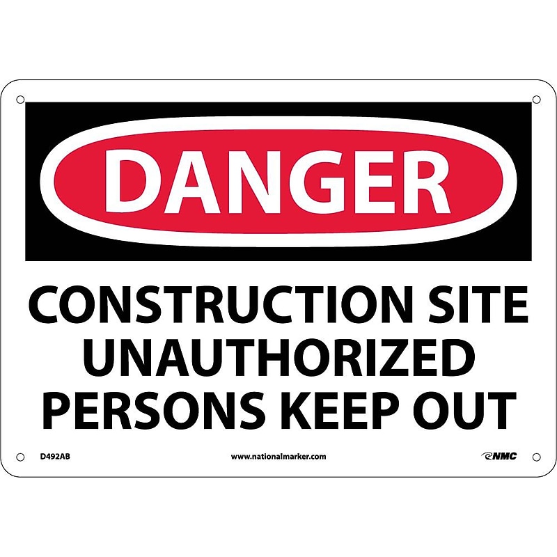 Construction Site Unauthorized Persons Keep Out, 10X14, .040 Aluminum, Danger Sign image 1