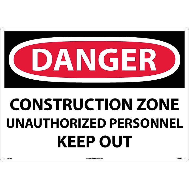 Construction Zone Unauthorized Personnel Keep Out, 20X28, .040 Aluminum, Danger Sign image 1
