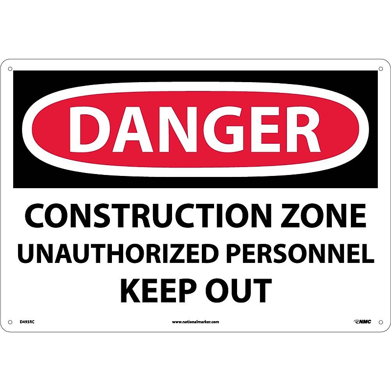 Danger Signs; Construction Zone Unauthorized Personnel Keep Out, 14X20, Rigid Plastic image 1