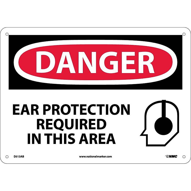 Danger Signs; Ear Protection Required In This Area, Graphic, 10X14, .040 Aluminum image 1