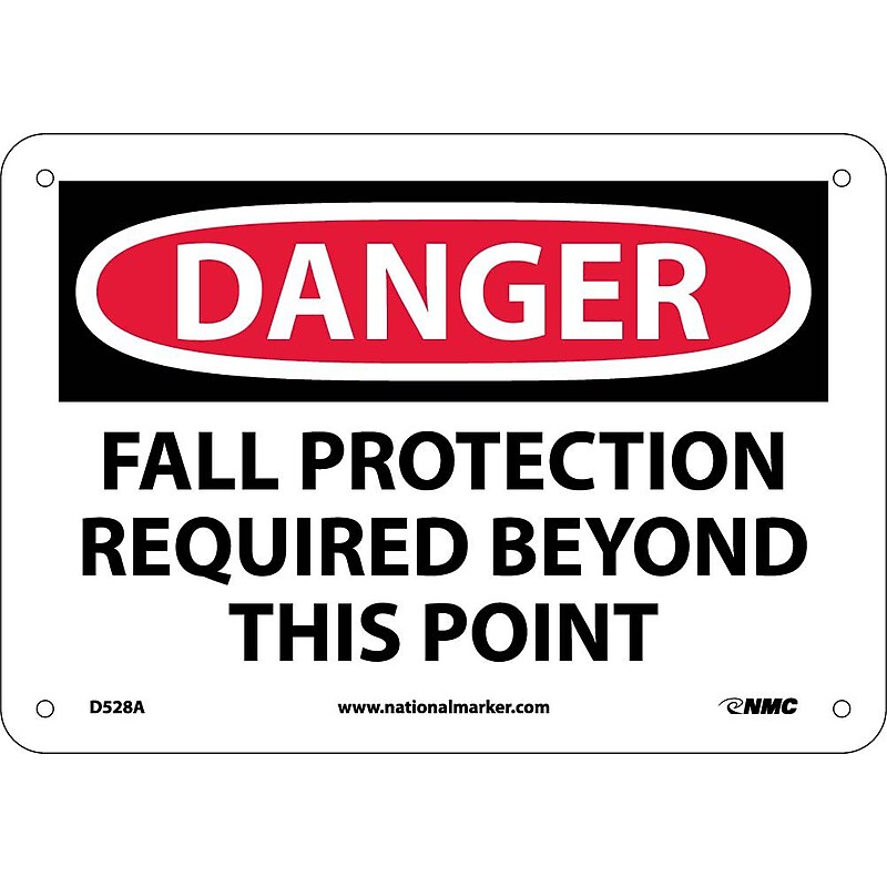 Danger Signs; Fall Protection Required Beyond This Point, 7X10, .040 Aluminum image 1