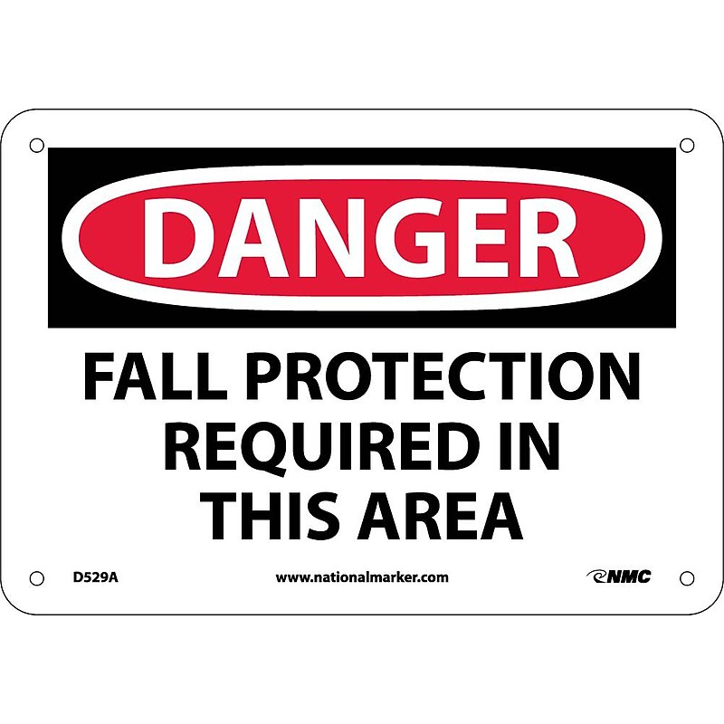 Fall Protection Required In This Area, 7X10, .040 Aluminum, Danger Sign image 1