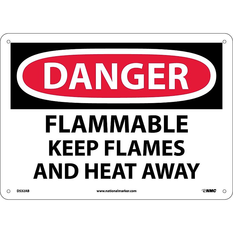 Danger Signs; Flammable Keep Flames And Heat Away, 10X14, .040 Aluminum image 1