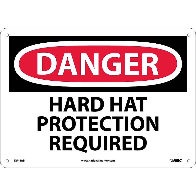 Danger, Hard Hat Protection Required, 10X14, .040 Aluminum image 1