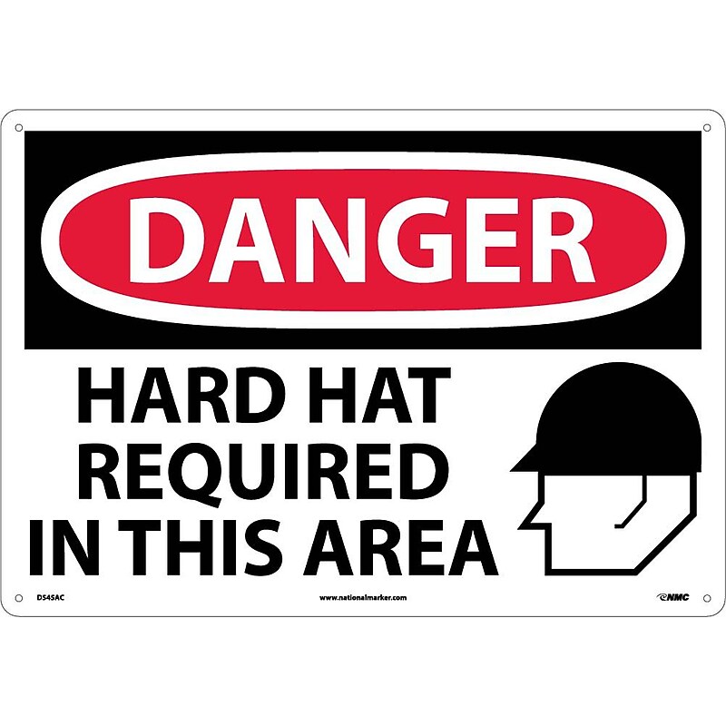 Danger, Hard Hats Required In This Area, Graphic, 14X20, .040 Aluminum image 1