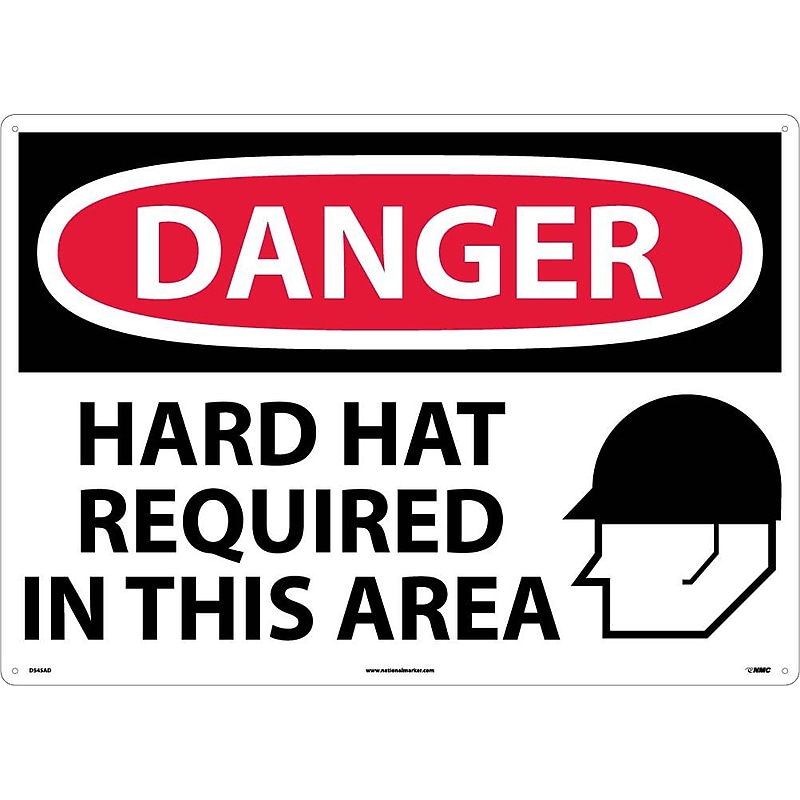 Danger Signs; Hard Hats Required In This Area, Graphic, 20X28, .040 Aluminum image 1