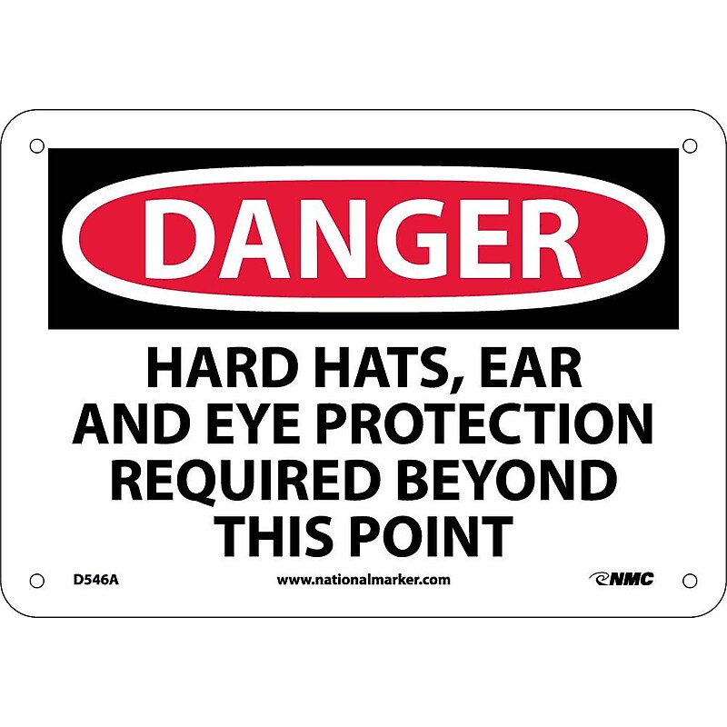 Danger Signs; Hard Hats Ear And Eye Protection Required Beyond This Point, 7X10, .040 Aluminum image 1