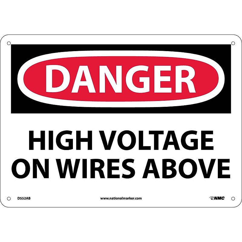 Danger Signs; High Voltage On Wires Above, 10X14, .040 Aluminum image 1