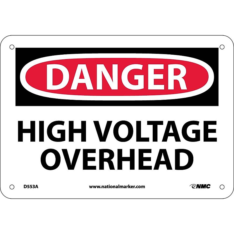 High Voltage Overhead, 7X10, .040 Aluminum, Danger Sign image 1