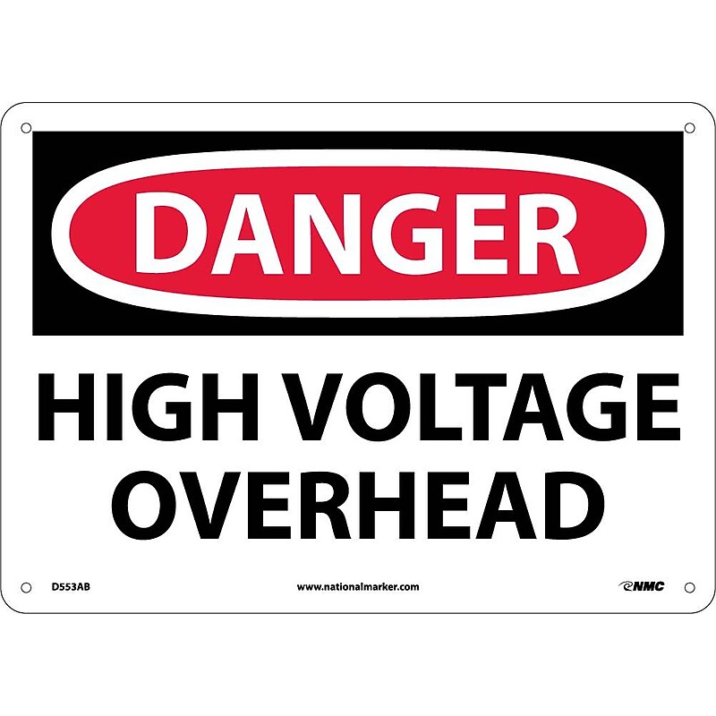 High Voltage Overhead, 10X14, .040 Aluminum, Danger Sign image 1
