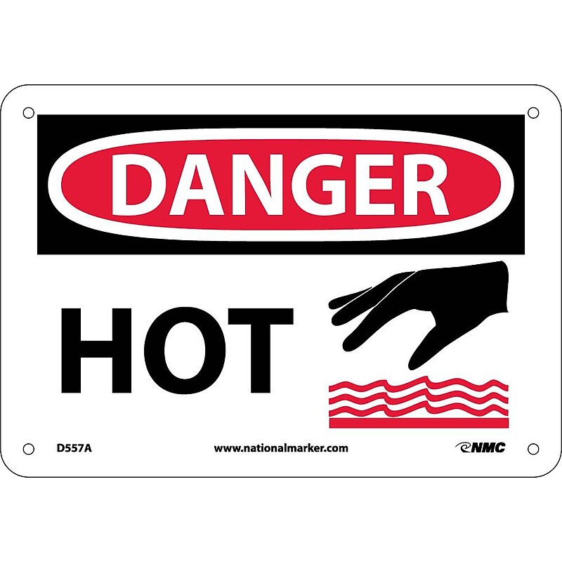 Danger Signs; Hot, Graphic, 7X10, .040 Aluminum image 1