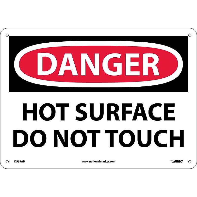 Hot Surface Do Not Touch, 10X14, .040 Aluminum, Danger Sign image 1