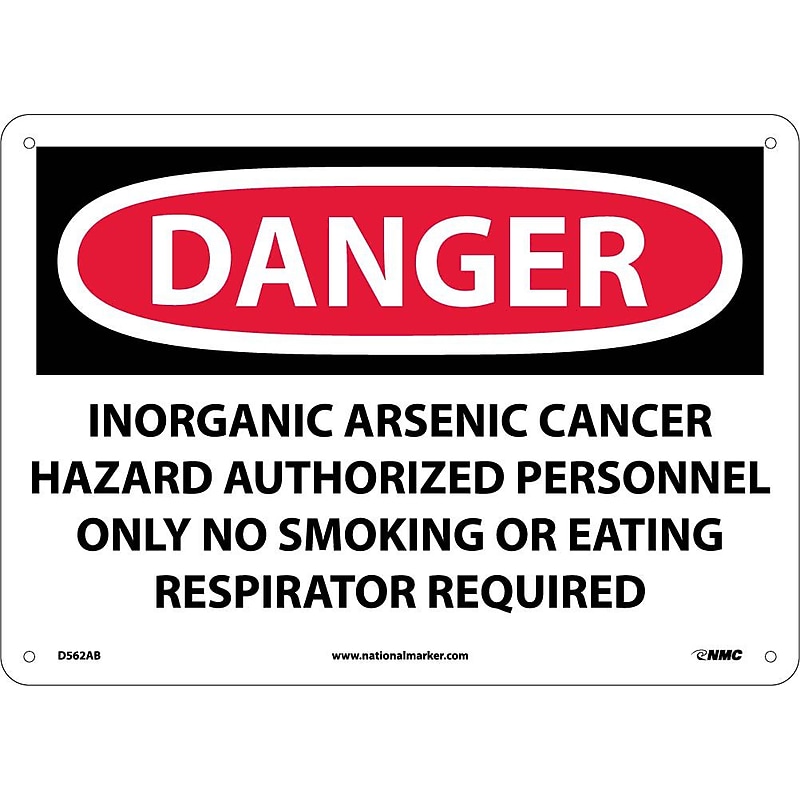 Danger, Inorganic Arsenic Cancer Hazard Authorized Personnel Only No Smoking Or Eating, Danger Sign image 1