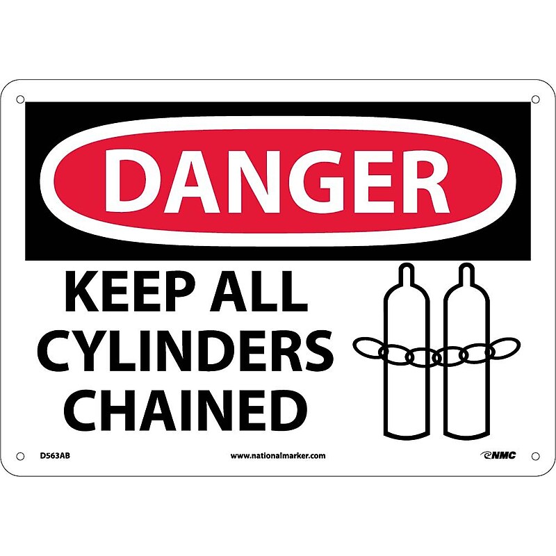 Danger Signs; Keep All Cylinders Chained, Graphic, 10X14, .040 Aluminum image 1