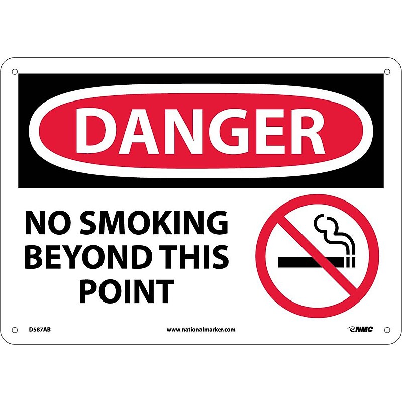 Danger Signs; No Smoking Beyond This Point, Graphic, 10X14, .040 Aluminum image 1