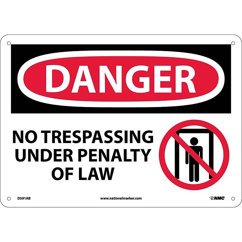 Danger Signs; No Trespassing Under Penalty Of Law, Graphic, 10X14, .040 Aluminum image 1
