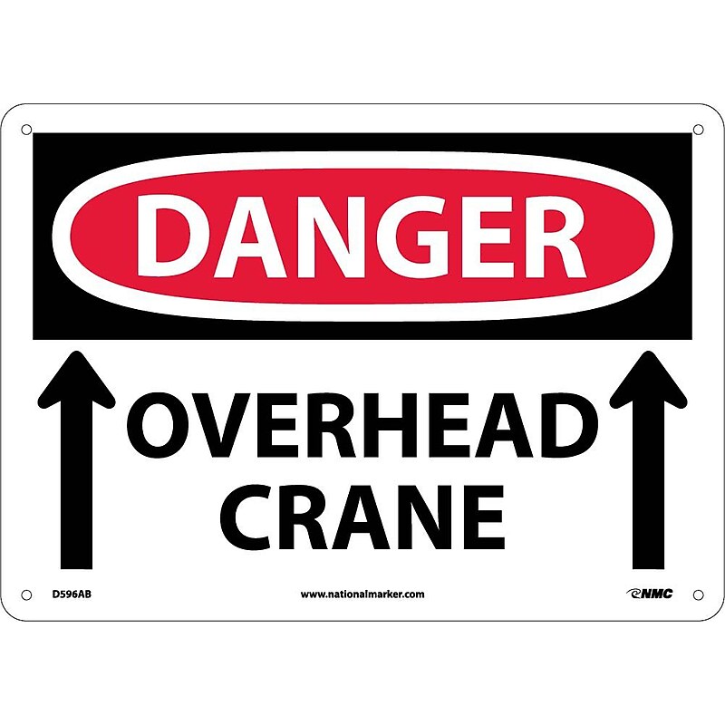 Danger Signs; Overhead Crane, Up Arrows, 10X14, .040 Aluminum image 1