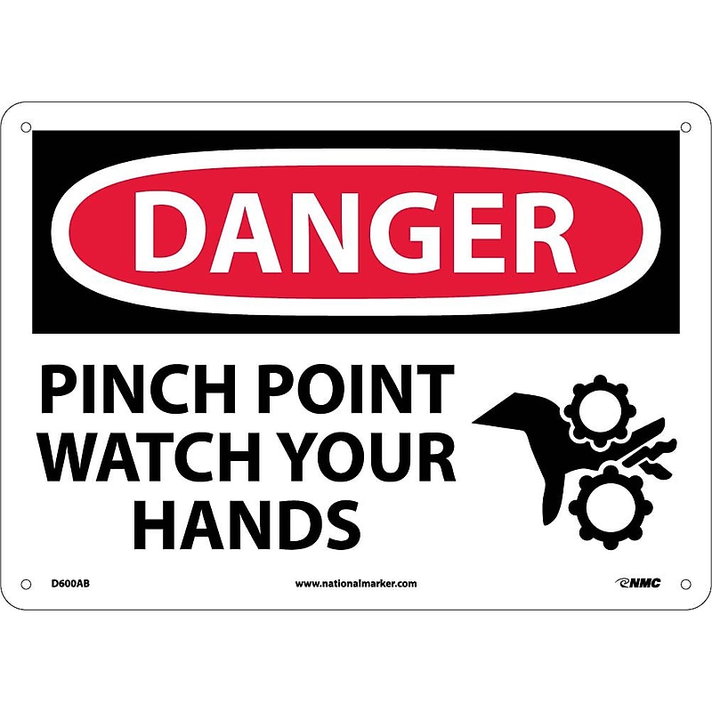 Danger Signs; Pinch Point Watch Your Hands, Graphic, 10X14, .040 Aluminum image 1