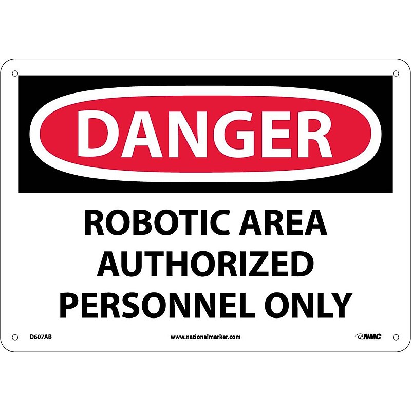 Robotic Area Authorized Personnel Only, 10X14, .040 Aluminum, Danger Sign image 1