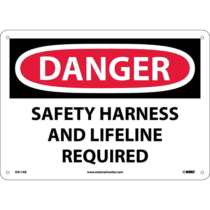 Danger Signs; Safety Harness And Lifeline Required, 10X14, .040 Aluminum image 1