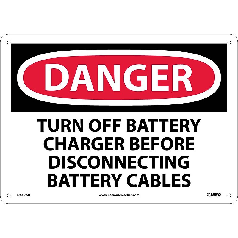 Danger Signs; Turn Off Battery Charger Before Disconnecting Battery Cables, 10X14, .040 Aluminum image 1