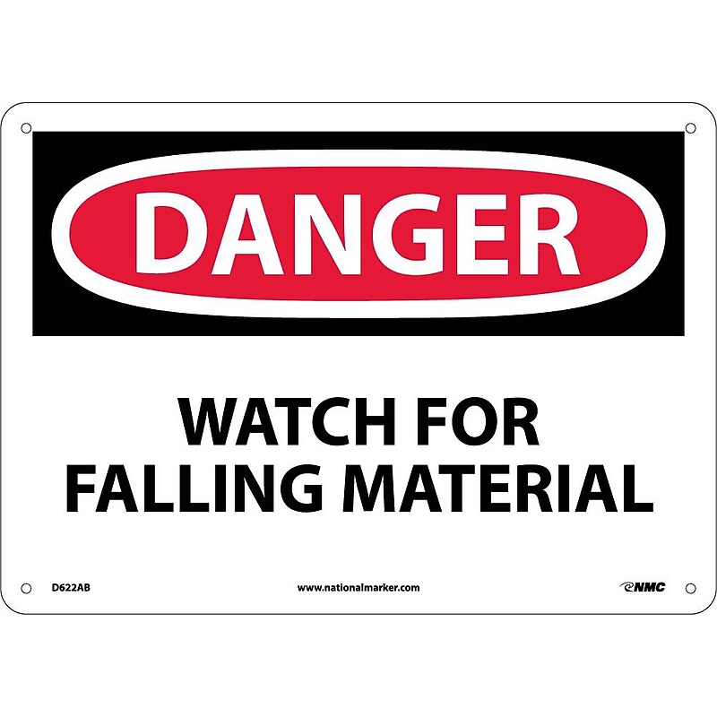 Danger Signs; Watch For Falling Material, 10X14, .040 Aluminum image 1